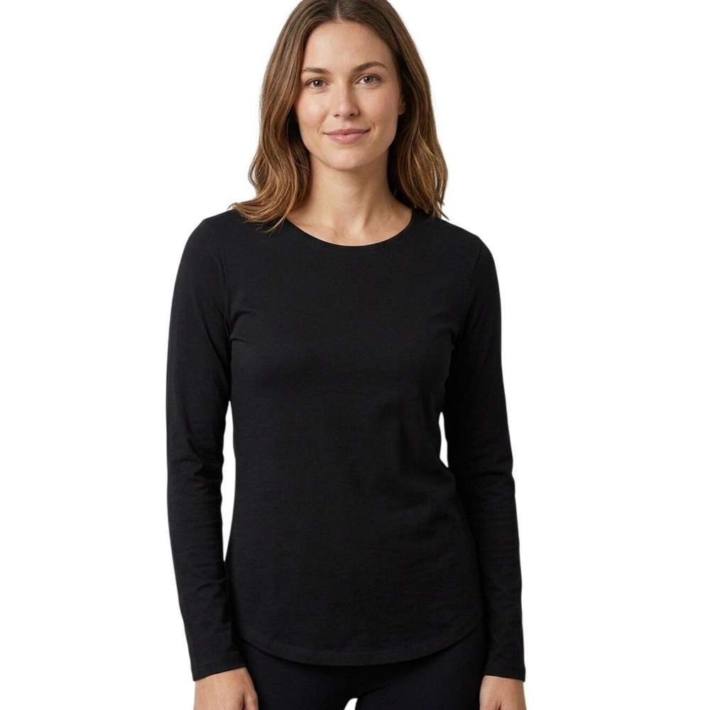 Segments Womens 100% Merino Wool Long Sleeve Top Black Crew Neck Size M 5840102
